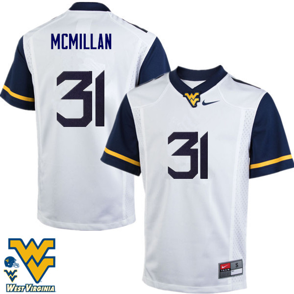 NCAA Men's Jawaun McMillan West Virginia Mountaineers White #31 Nike Stitched Football College Authentic Jersey NR23H81DG